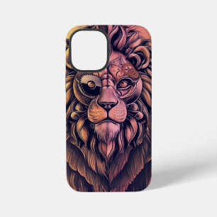 Steampunk-kleurenverloop Rustische lion iPhone 12 Mini Hoesje