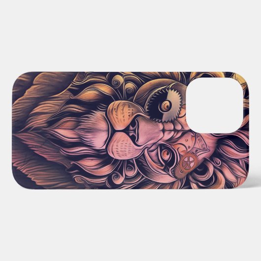 Steampunk-kleurenverloop Rustische lion iPhone Hoesje (Achterkant horizontaal)