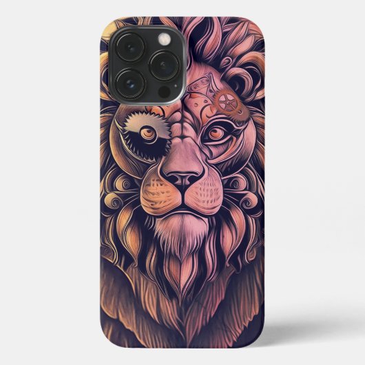 Steampunk-kleurenverloop Rustische lion iPhone Hoesje (Achterkant)