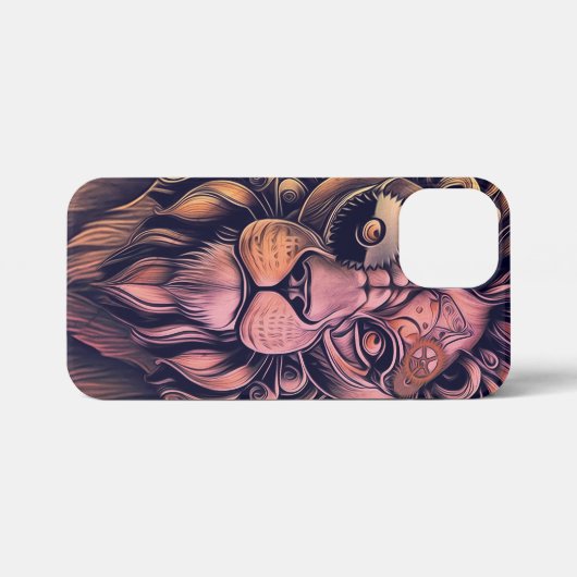 Steampunk-kleurenverloop Rustische lion iPhone Hoesje (Achterkant horizontaal)