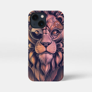 Steampunk-kleurenverloop Rustische lion iPhone 13 Mini Hoesje