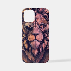 Steampunk-kleurenverloop Rustische lion iPhone 12 Mini Hoesje