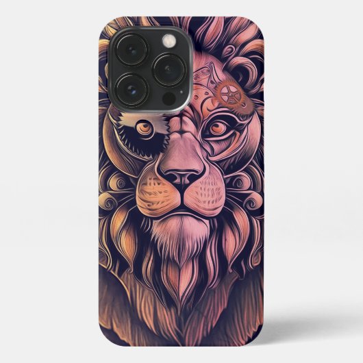 Steampunk-kleurenverloop Rustische lion iPhone Hoesje (Achterkant)