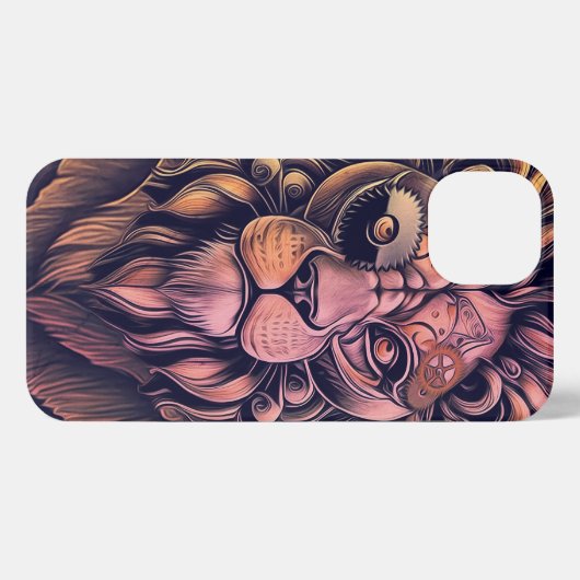 Steampunk-kleurenverloop Rustische lion iPhone Hoesje (Achterkant horizontaal)