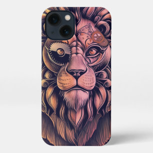 Steampunk-kleurenverloop Rustische lion iPhone 13 Hoesje