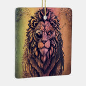 Steampunk-kleurenverloop Rustische lion Keramisch Ornament (Rechts)