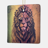 Steampunk-kleurenverloop Rustische lion Keramisch Ornament (Links)