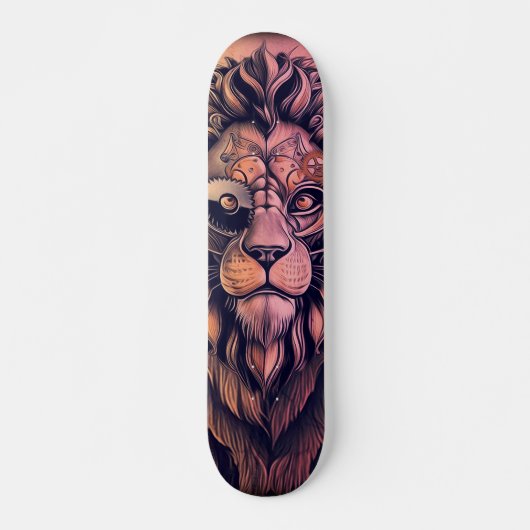 Steampunk-kleurenverloop Rustische lion Persoonlijk Skateboard (Voorkant)