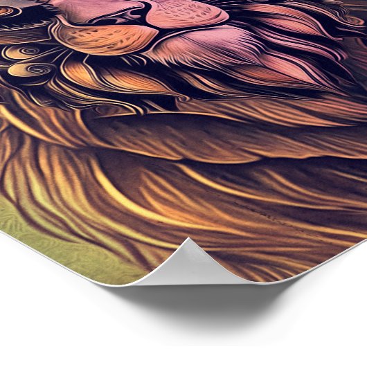 Steampunk-kleurenverloop Rustische lion Poster (Hoek)