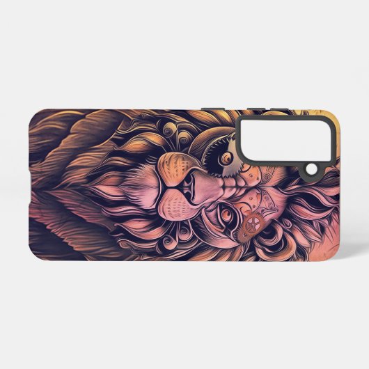 Steampunk-kleurenverloop Rustische lion Samsung Galaxy Hoesje (Achterkant horizontaal)