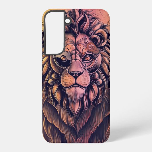 Steampunk-kleurenverloop Rustische lion Samsung Galaxy Hoesje (Achterkant)