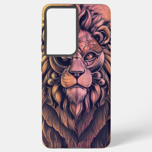 Steampunk-kleurenverloop Rustische lion Samsung Galaxy Hoesje