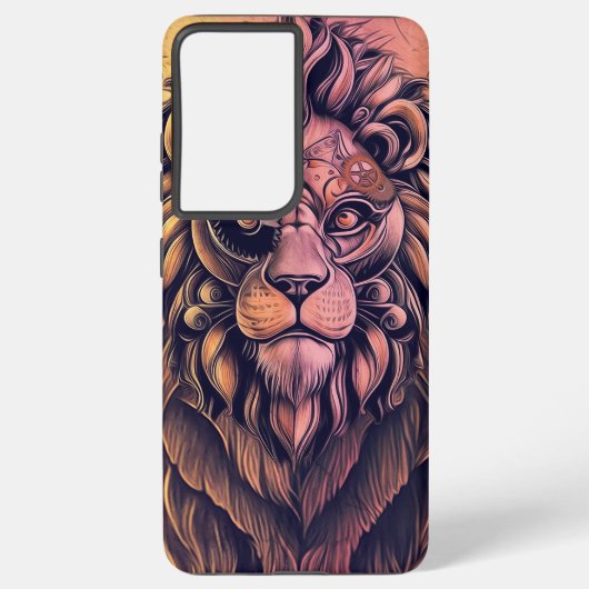Steampunk-kleurenverloop Rustische lion Samsung Galaxy Hoesje (Achterkant)