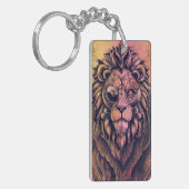 Steampunk-kleurenverloop Rustische lion Sleutelhanger (Voorkant Links)
