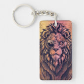 Steampunk-kleurenverloop Rustische lion Sleutelhanger (Voorkant)