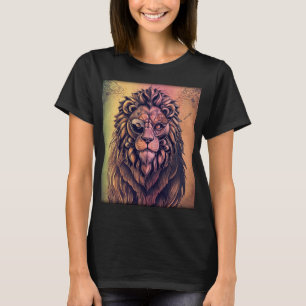 Steampunk-kleurenverloop Rustische lion T-shirt