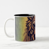 Steampunk-kleurenverloop Rustische lion Tweekleurige Koffiemok (Links)