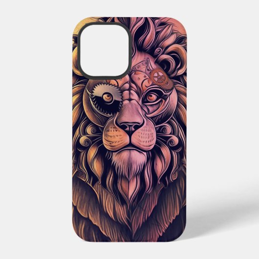 Steampunk Kleurgradiënt Landelijke Leeuw iPhone Hoesje (Achterkant)