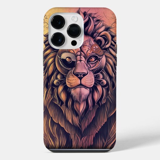 Steampunk Kleurgradiënt Rustieke Leeuw iPhone Hoesje (Achterkant)