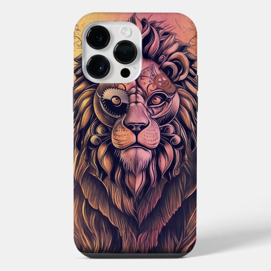 Steampunk Kleurgradiënt Rustieke Leeuw iPhone Hoesje (Achterkant)