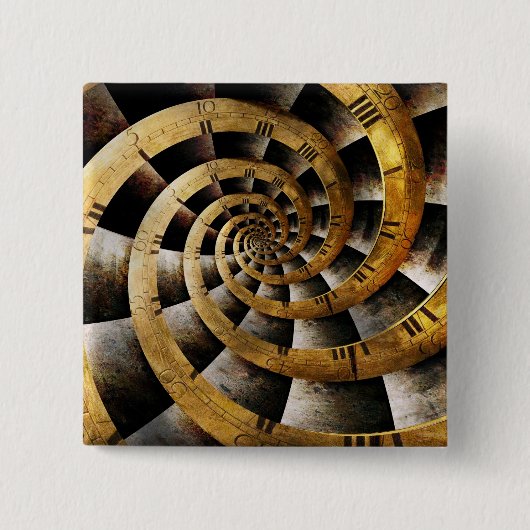 Steampunk - klok - de stroom van tijd vierkante button 5,1 cm (Voorkant)