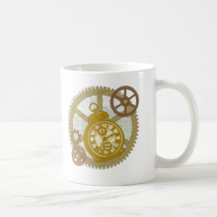 Steampunk-klok en -tandwielen koffiemok