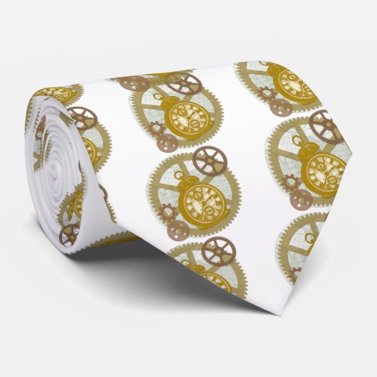 Steampunk-klok en -tandwielen stropdas (Opgerold)