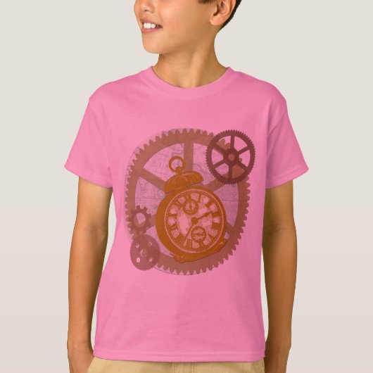 Steampunk-klok en -tandwielen t-shirt (Voorkant)