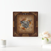 Steampunk-klok~Large Antiek Gear~Roman Numeriek~ Vierkante Klok (Huis)