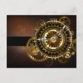 Steampunk-klok met antiek tandwiel aankondigingskaart (Voorkant)