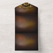 Steampunk-klok met antiek tandwiel all in one uitnodiging (Binnen)