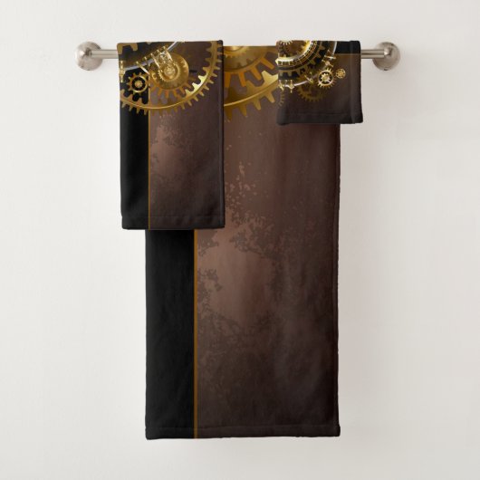 Steampunk-klok met antiek tandwiel bad handdoek (Insitu)