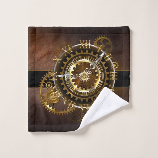 Steampunk-klok met antiek tandwiel bad handdoek (Wasdoekje)