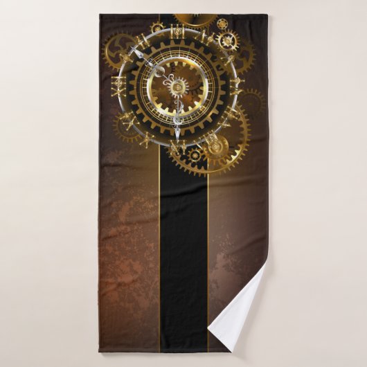 Steampunk-klok met antiek tandwiel badhanddoek (Badhanddoek)