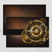 Steampunk-klok met antiek tandwiel bedankkaart (Voorkant / Achterkant)