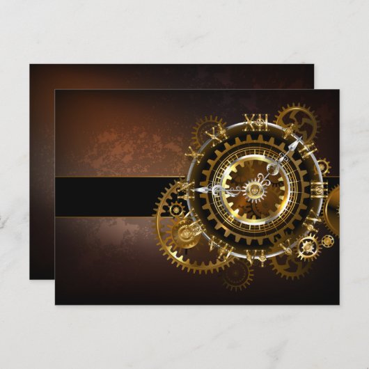 Steampunk-klok met antiek tandwiel briefkaart (Voorkant / Achterkant)