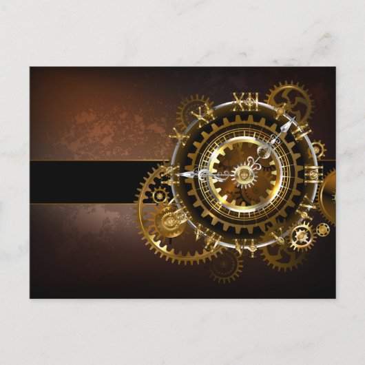 Steampunk-klok met antiek tandwiel briefkaart (Voorkant)
