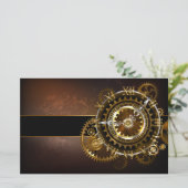 Steampunk-klok met antiek tandwiel briefpapier (Staand voorkant)