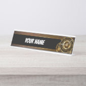 Steampunk-klok met antiek tandwiel bureau naambordje (Voorkant)