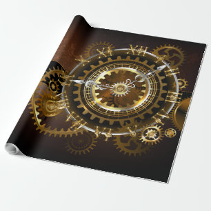 Steampunk-klok met antiek tandwiel cadeaupapier