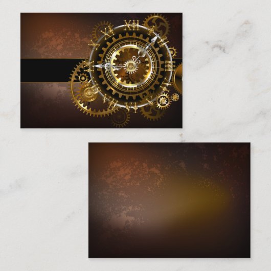 Steampunk-klok met antiek tandwiel contactkaartje (Voorkant / Achterkant)