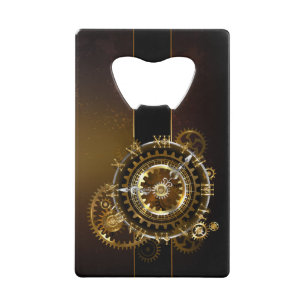 Steampunk-klok met antiek tandwiel creditkaart flessenopener