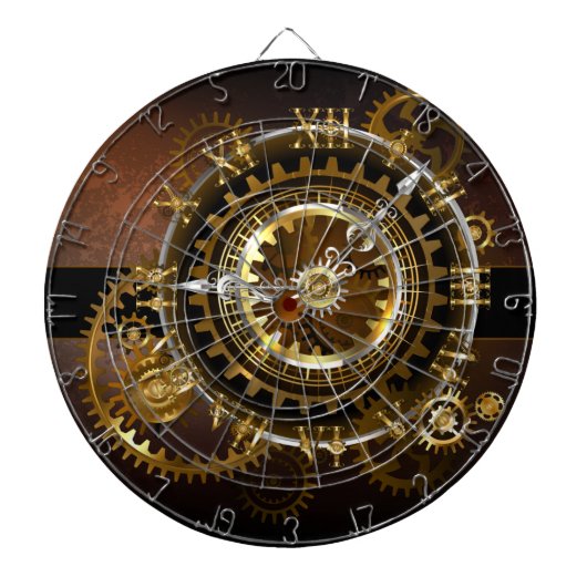 Steampunk-klok met antiek tandwiel dartbord (Voorkant)