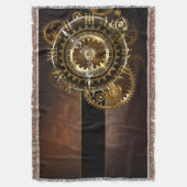 Steampunk-klok met antiek tandwiel deken (Voorkant Verticaal)