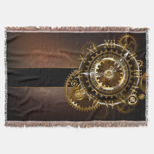 Steampunk-klok met antiek tandwiel deken (Voorkant)