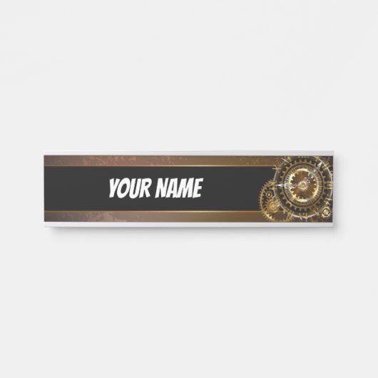 Steampunk-klok met antiek tandwiel deurbordje (Voorkant)