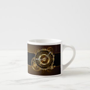 Steampunk-klok met antiek tandwiel espresso kop