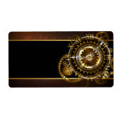 Steampunk-klok met antiek tandwiel etiket (Voorkant)