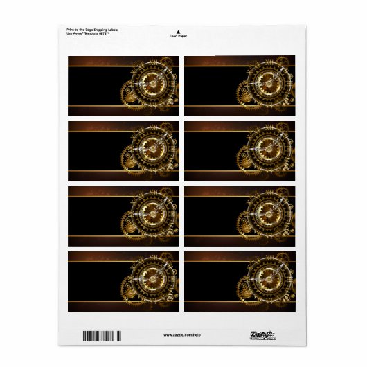 Steampunk-klok met antiek tandwiel etiket (Full Sheet)