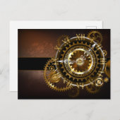 Steampunk-klok met antiek tandwiel feestdagenkaart (Voorkant / Achterkant)